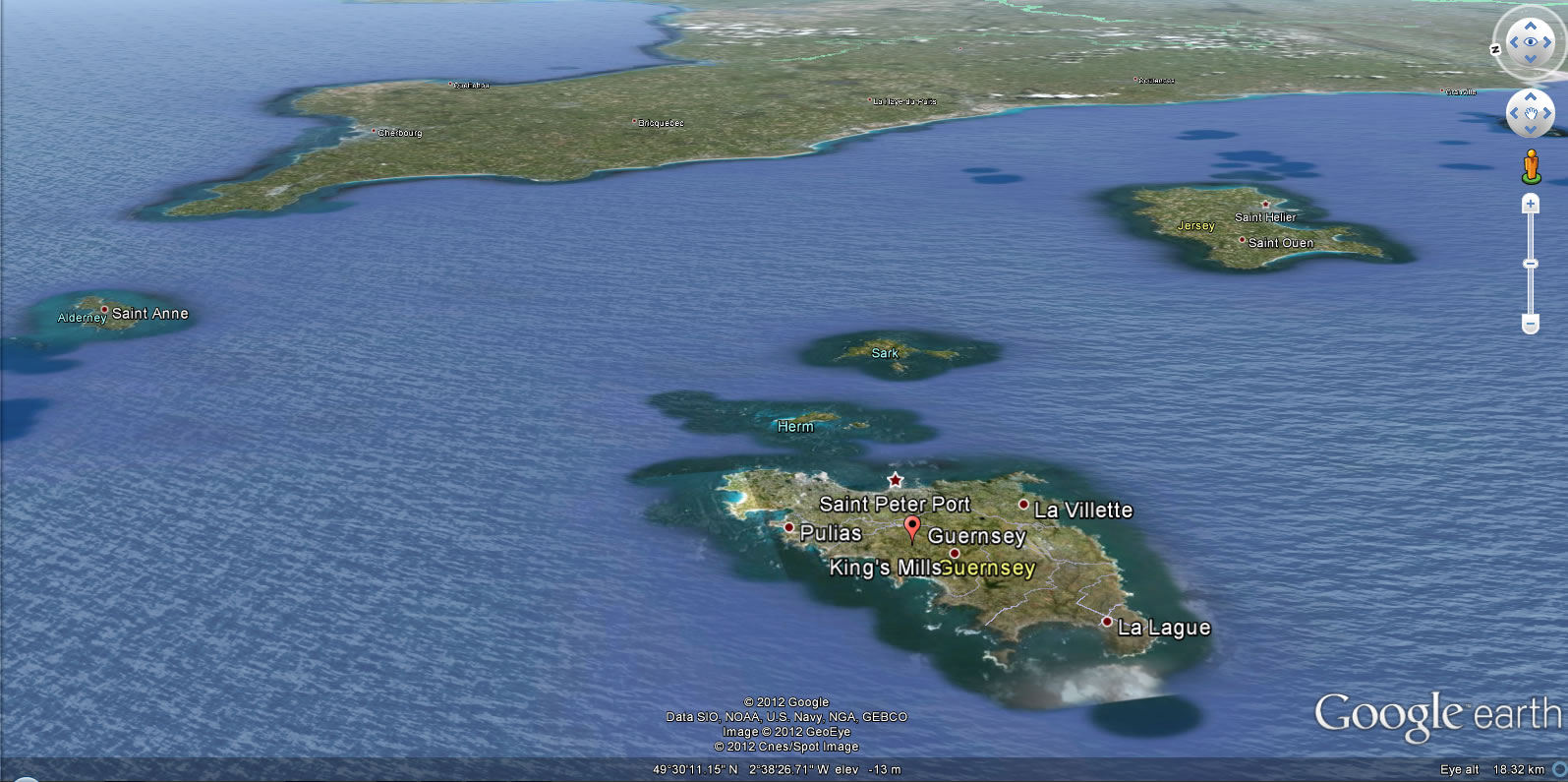 Guernsey terre carte